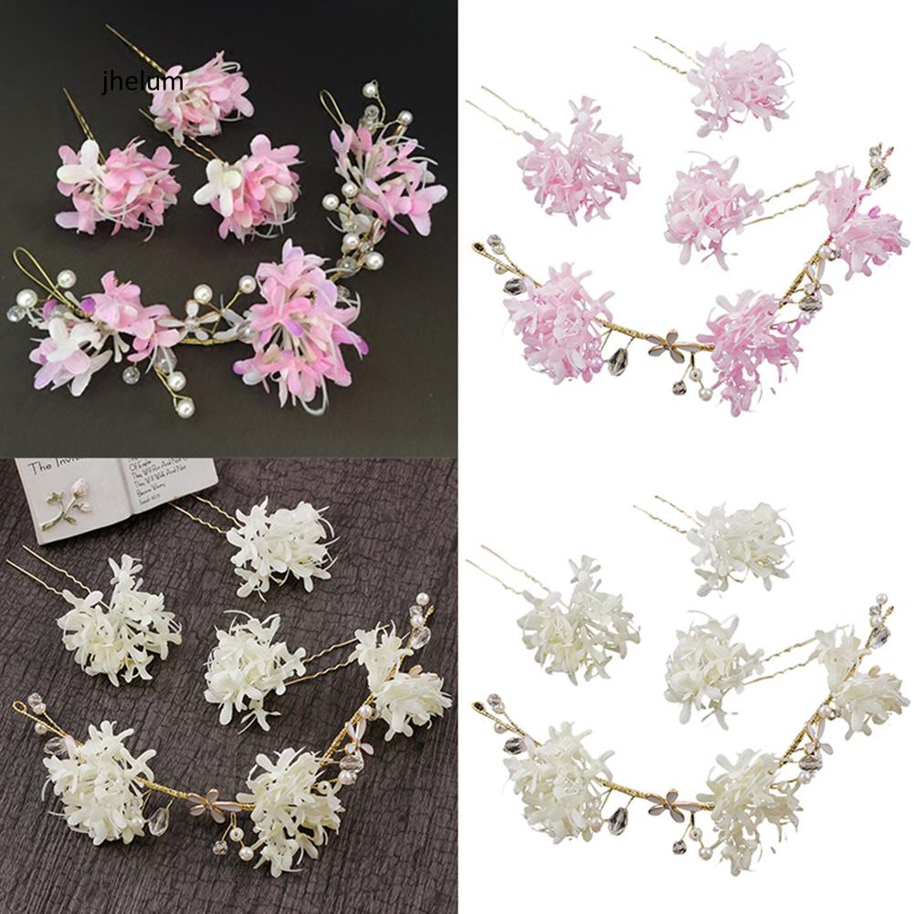 3pcs Elegant Bridal Wedding Flower Leaf Pearl Hair Pins Clips Hair