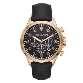 michael kors leather band watch mens
