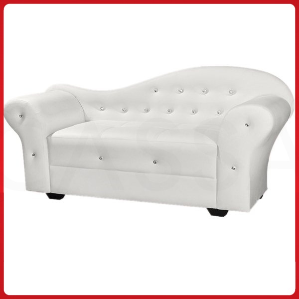 Cassa Isabella Double Arm Chaise Lounge Sofa (PU Leather White)