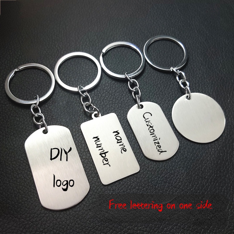 Stainless steel keychain Metal keychain Round keychain Customized DIY keychain Blank card laser engraving keychain pendant souvenir gift