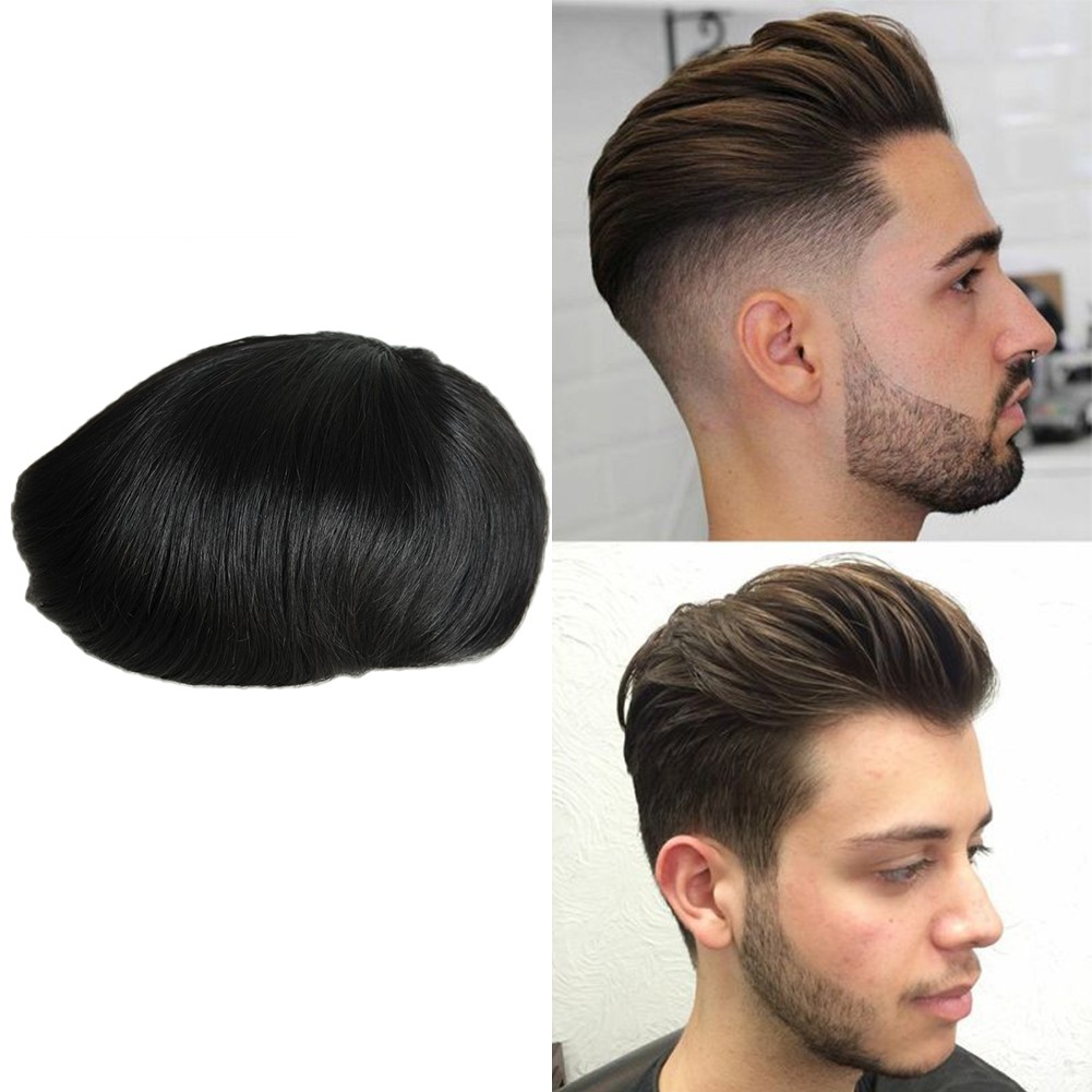 AIRAO 100% human hair black hair color pu skin men wig men hair system men  toupee | Shopee Malaysia