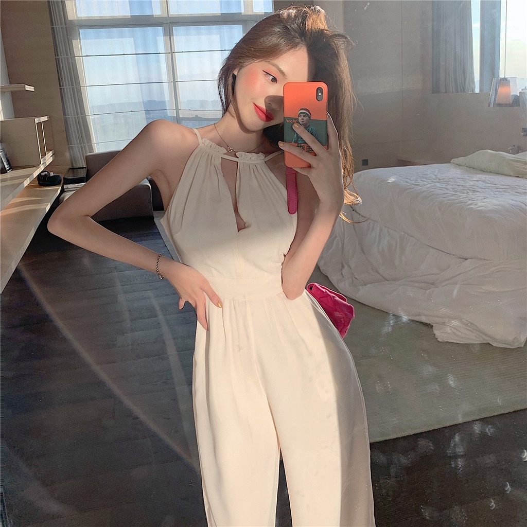 【MSIA READY STOCK】Crossover Neck Jumpsuit One-piece wide-leg Jumpsuit