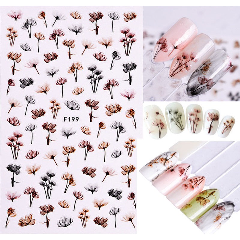 Dandeli Flower 3D Nail Stickers Nail Art Adhesive Transfer Sticker ...