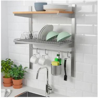 Swedish Design Kitchen Wall Shelf With Plate Holder Dish Drainer Suspension Rail And Storage Rack Organizer Ee Malaysia - Plate Racks For Kitchen Walls