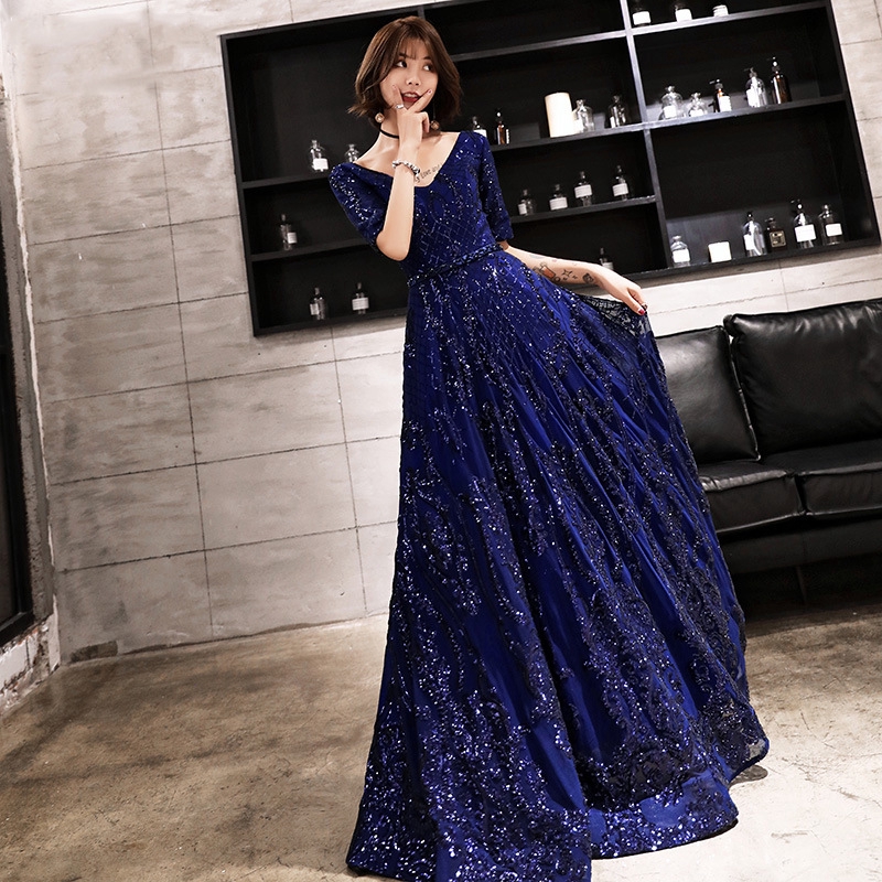 Blue Glitter Jubah Dress ...