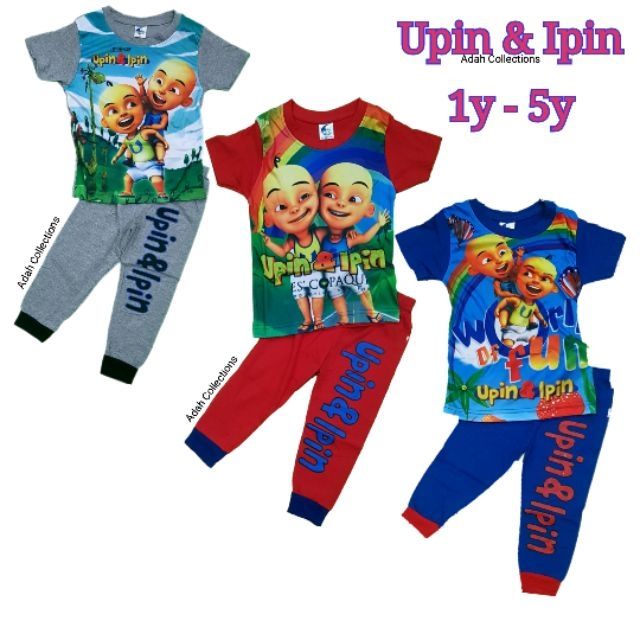 Upin ipin 14 1 Tahun saiz besar kecil baju  playset 