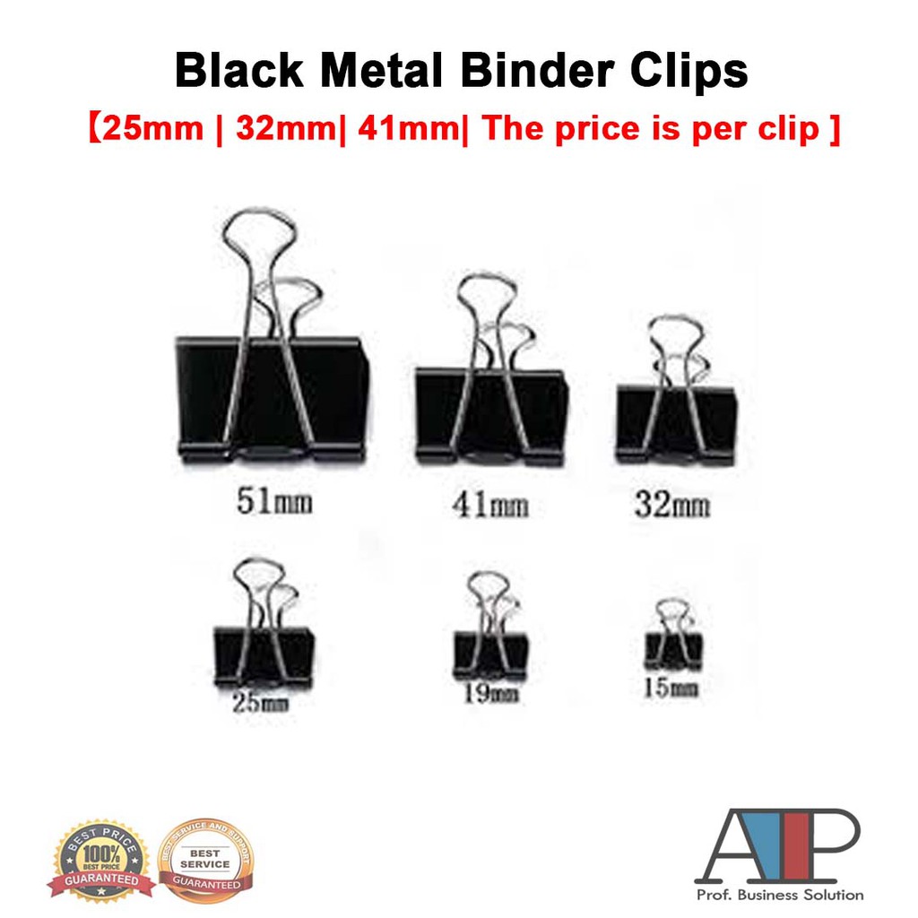 black binder clips sizes