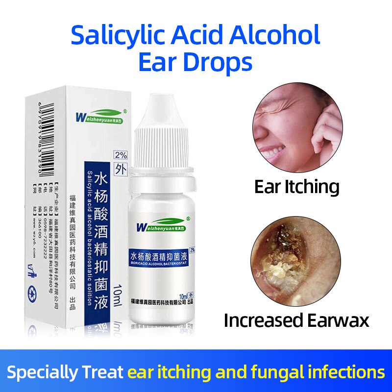 Salicylic Acid Alcohol Ear Drops Earache Itching Antibacterial Liquid