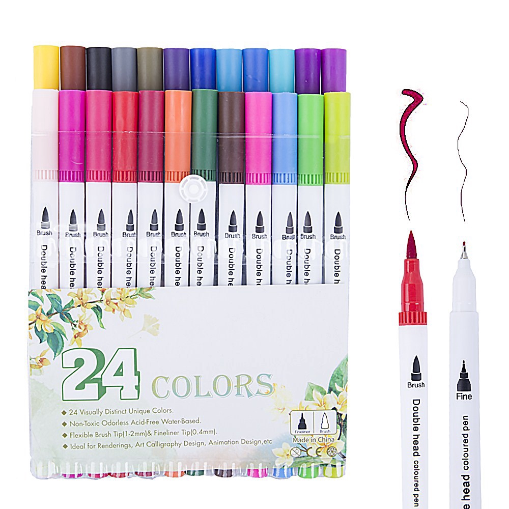 24/36/48/60/100Colors Water Based Art Marker Pen Dual Head Line Drawing |  Shopee Malaysia