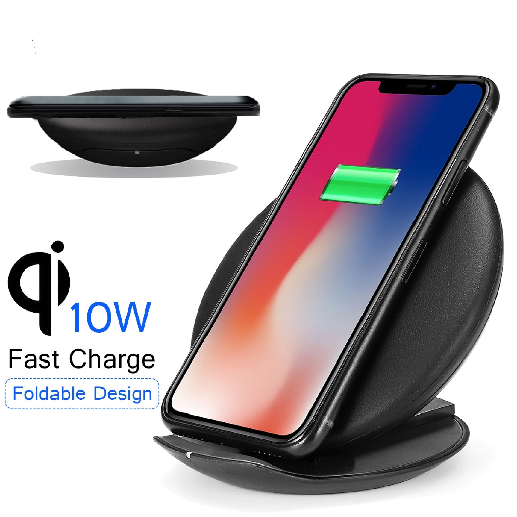 Foldable 10w Qi Fast Charger Cell Phone Charging Dock Pad Mat