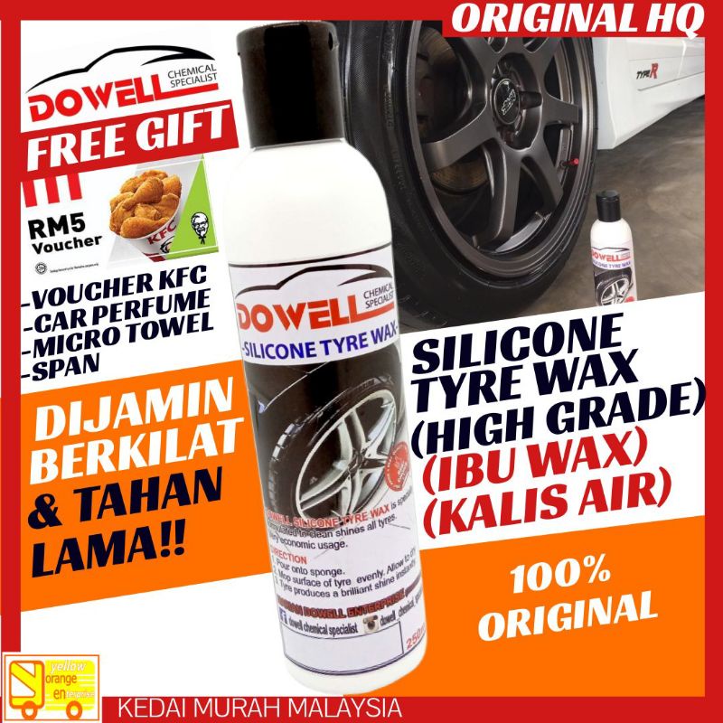 [ Promosi ] Original HQ DOWELL Silicone Tyre Wax (250ML) High Grade Pengilat Tayar