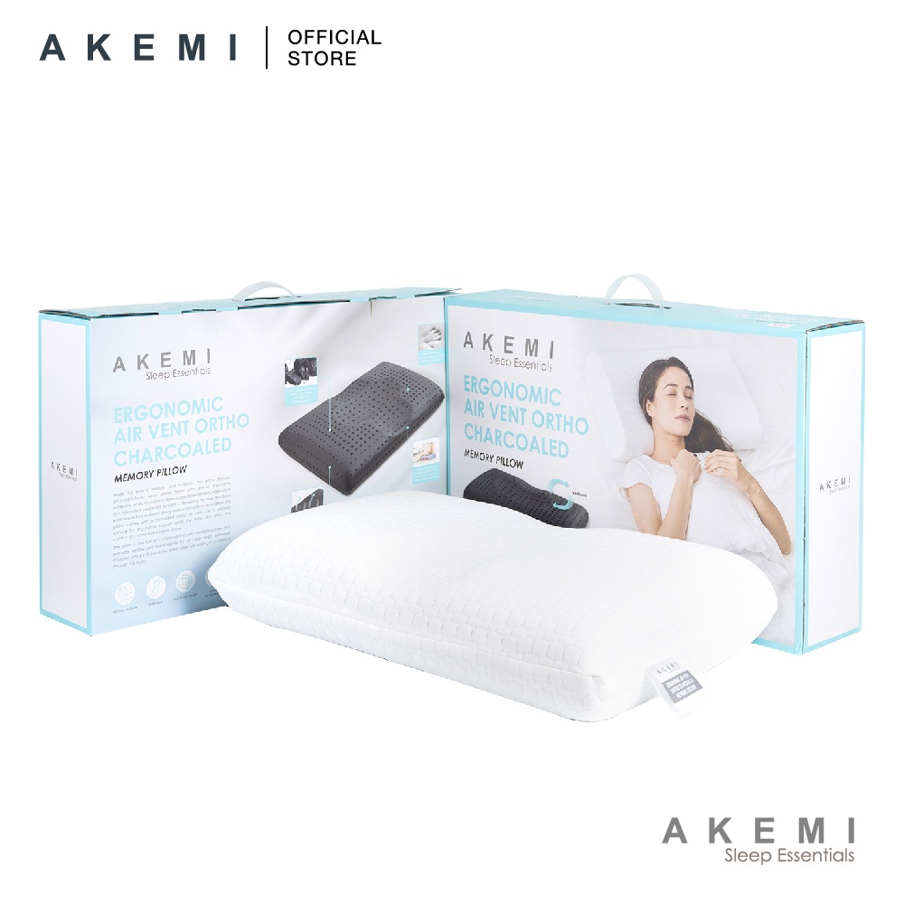 AKEMI Sleep Essential Ergonomic Air Vent Ortho Charcoaled Memory Pillow