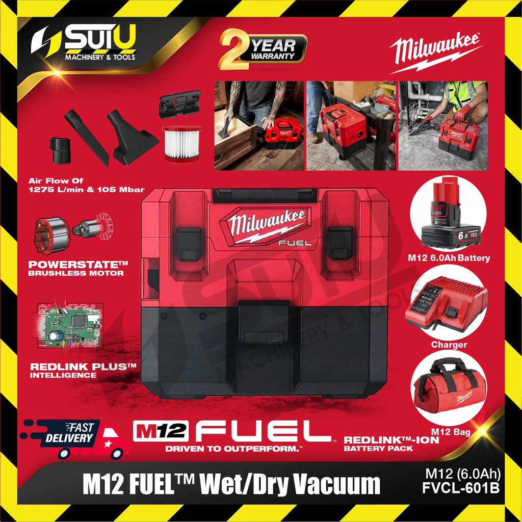 MILWAUKEE M12 FVCL0 / FVCL601B 6.1L 12V FUEL Wet / Dry Vacuum
