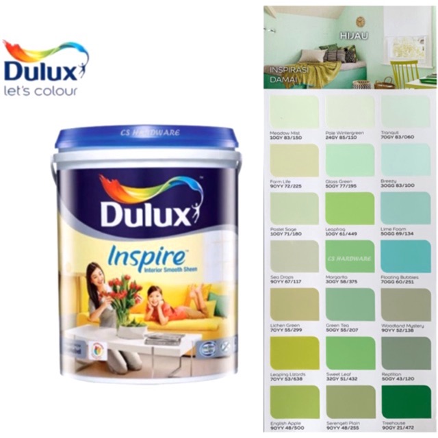 5 Litre ICI DULUX Inspire Interior Smooth Sheen Paints (GREEN) 24GY 85/