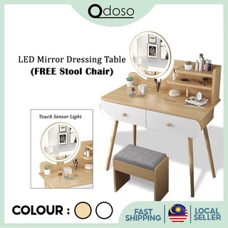 Odoso B20184 Dressing Table With Led, Dressing Table With Light Up Mirror And Storage