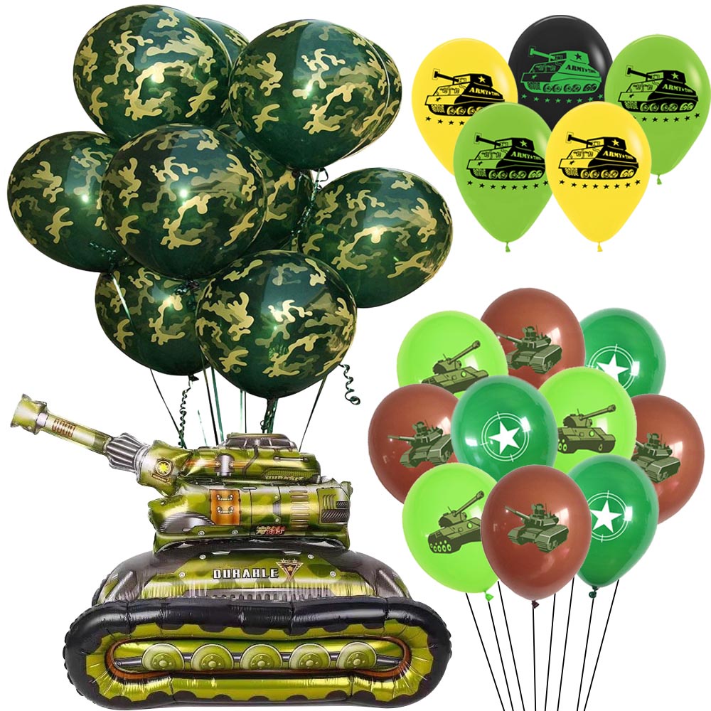 Camouflage Balloon Green Balloons Military Party Decor Fighter Tank Foil Balloons Birthday Party Decorations Kids Balon Boy Toy