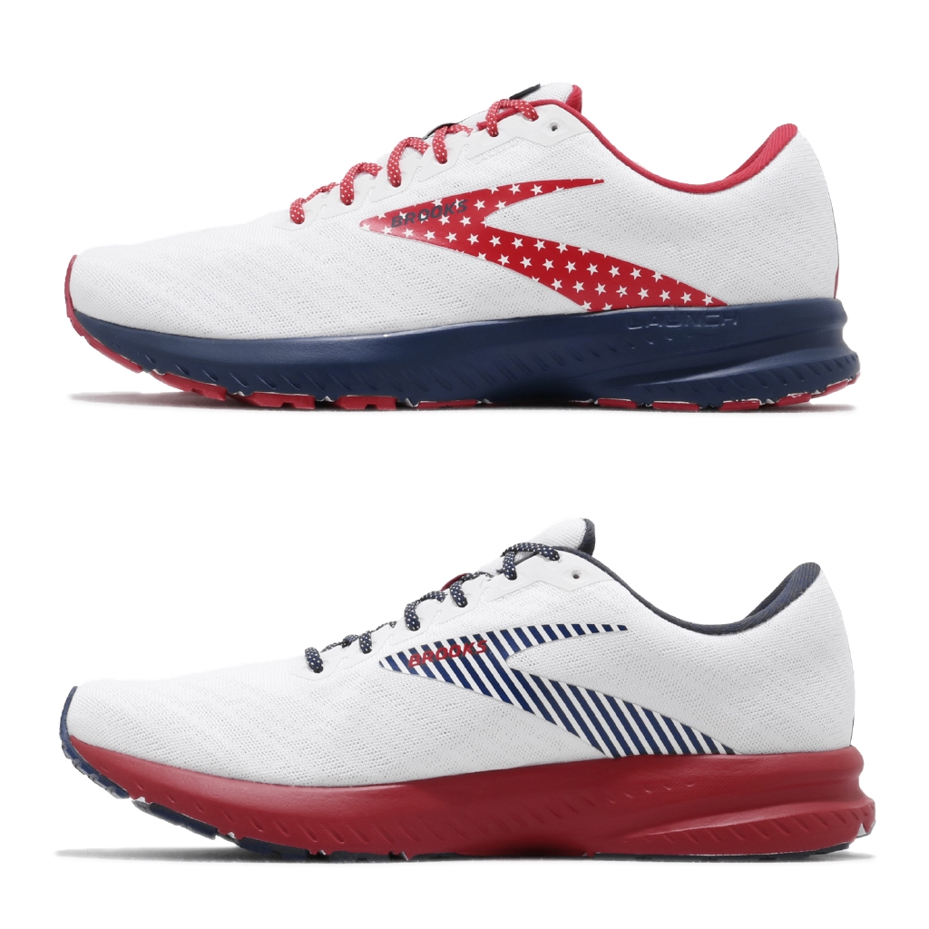 brooks red white and blue shoes