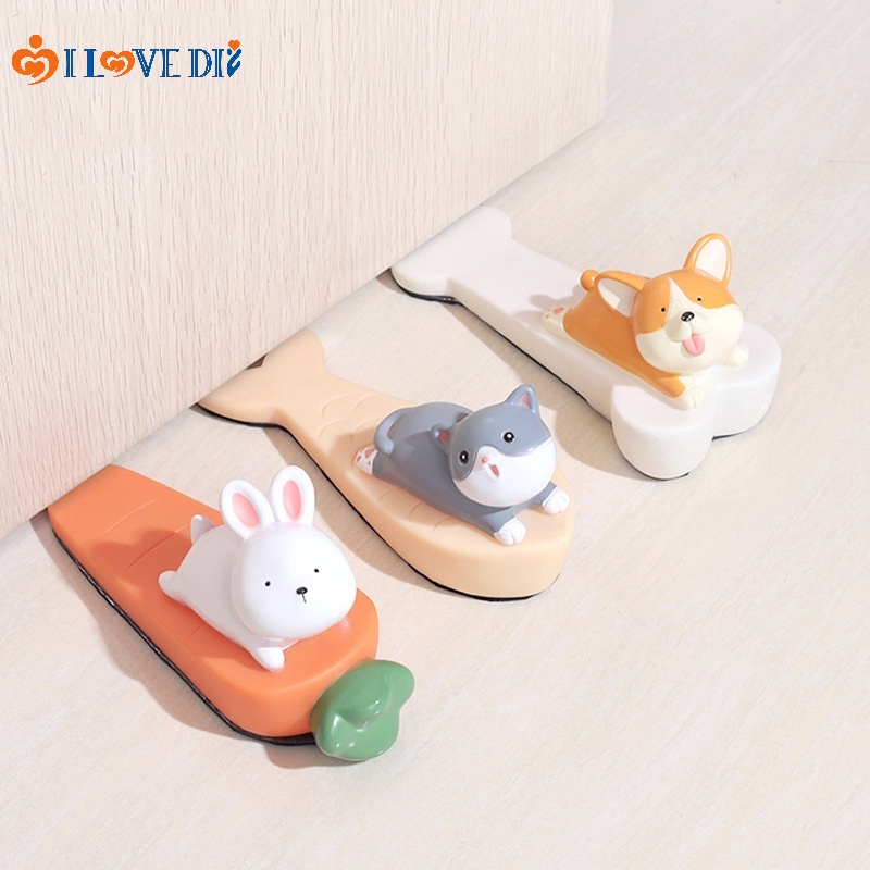 Lovely Cartoon Rabbit Duck Soft Vinyl Door Stopper/ Animal Rubber Door Bumper Crash Pad/ Wall Anti-collision Protector Block