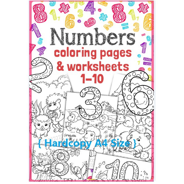 Hardcopy Number Coloring Pages Worksheets 1 10 Shopee Malaysia