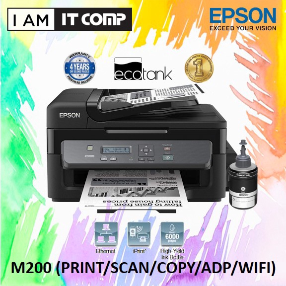 Epson M200 Mono All In One Ink Tank Printer Comes With Original Inkset Shopee Malaysia