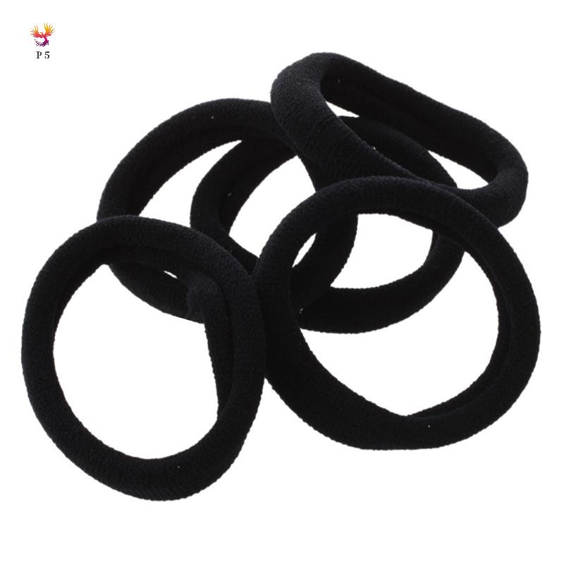 5 Pcs Black Stretchy Band Hair Tie Ponytail Holders | Shopee Malaysia