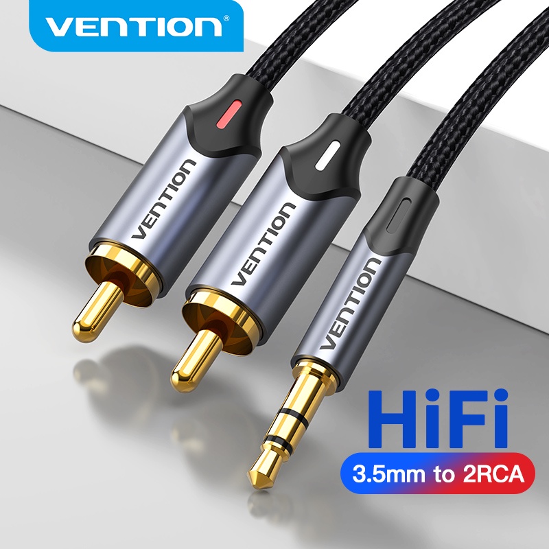Vention 3.5mm to 2RCA Audio Cable, Male to Male Stereo AUX to RCA Adapter for Speaker, Power Amplifier, Home Theater System
