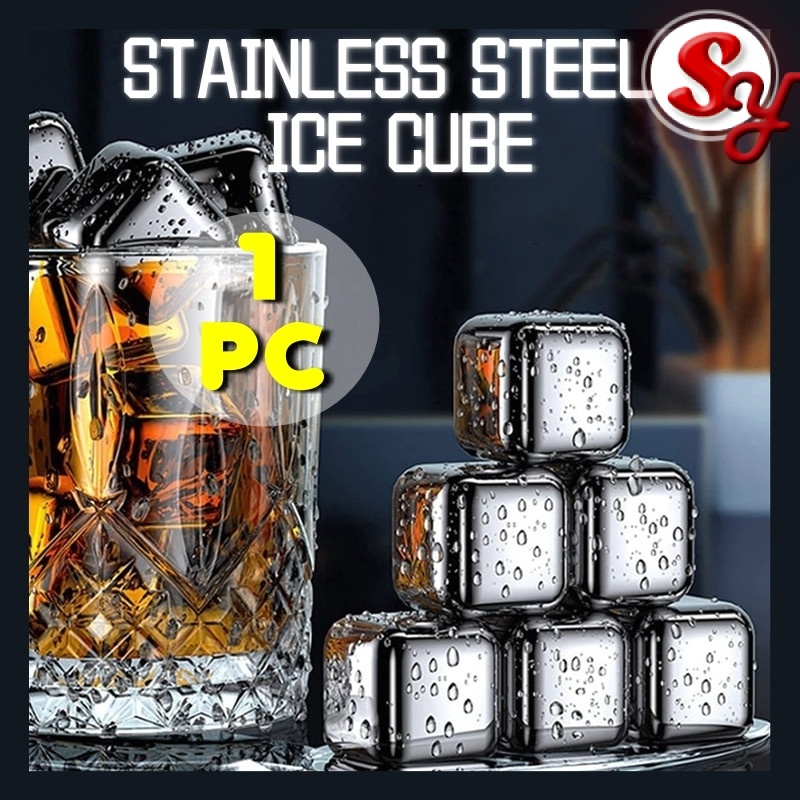 (1 PC) Reusable Stainless Steel Ice Cube 304 Quick Frozen Food Grade Ice Maker Ice Cube Stone Rocks Whiskey Cubes