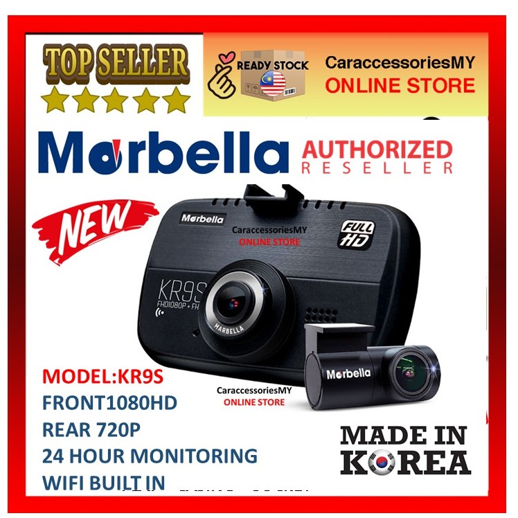 Marbella KR9S 2-CH FHD 1080P Front/720PBack WIFI Dashcam (Installation Inclusive)