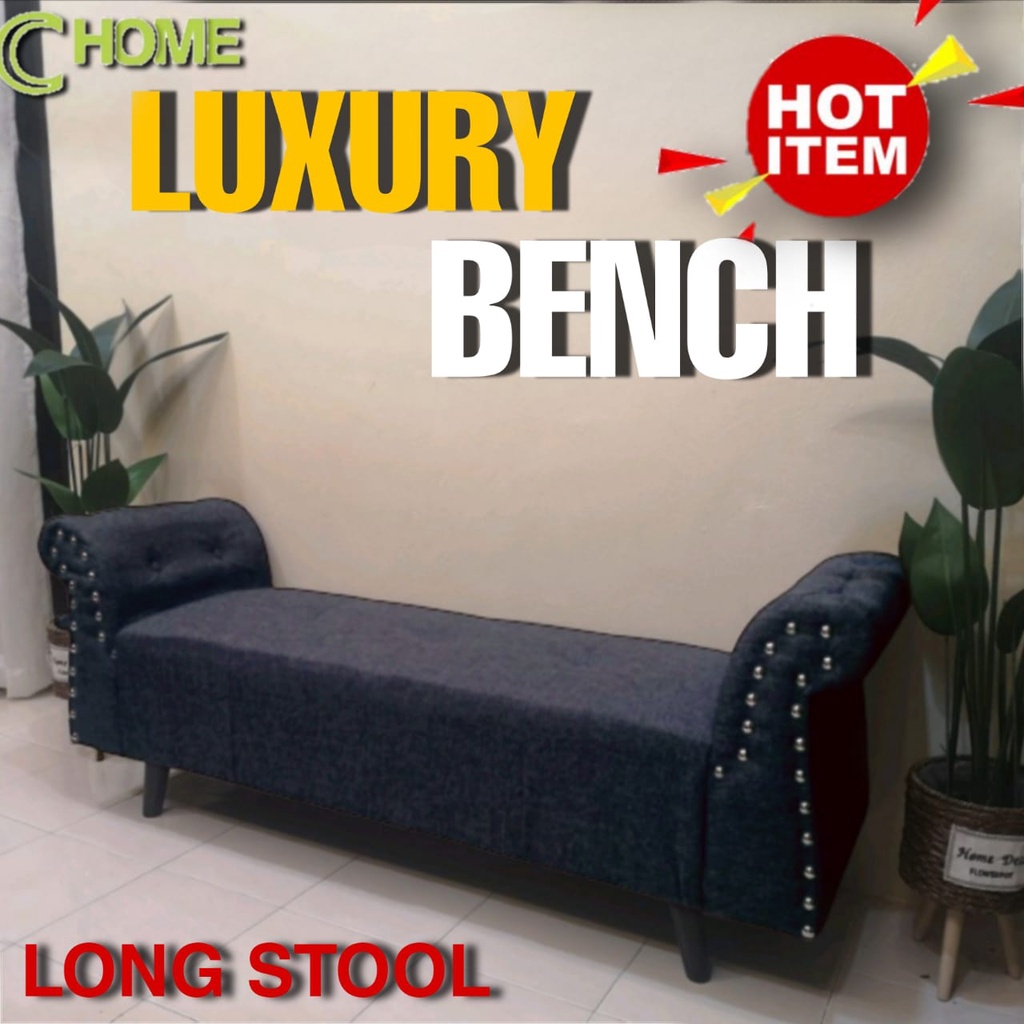 C HOME: Soft Luxury Bench Long Stool Fabric Sofa Living Room BedRoom Kerusi Cafe (MADE MALAYSIA)