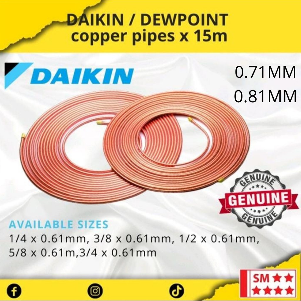 Dewpoint COPPER Copper Aircond Copper Pipe aircond 1/4 , 1/2 , 3/8 , 5/8 X 0.71mm / 0.81MM