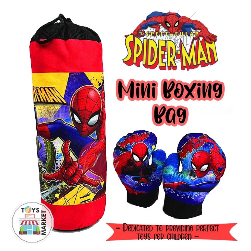 Kids Spiderman Punching Boxing Set With Gloves/Set Mainan Tinju