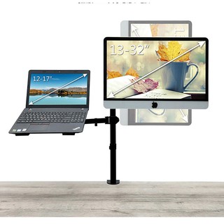 13 to 32 inch Adjustable dual desktop monitor mount stand with Laptop Notebook/ Laptop Stand/ Monitor Stand/ Laptop Arm