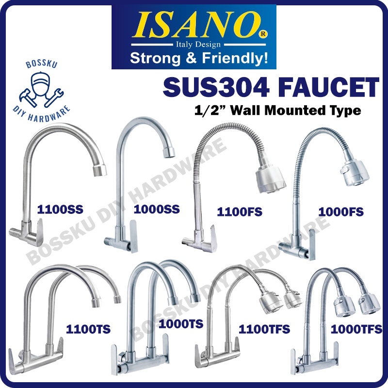 Isano Sus Faucet Stainless Steel Water Tap Faucet Wall Mounted Type Bossku Shopee Malaysia