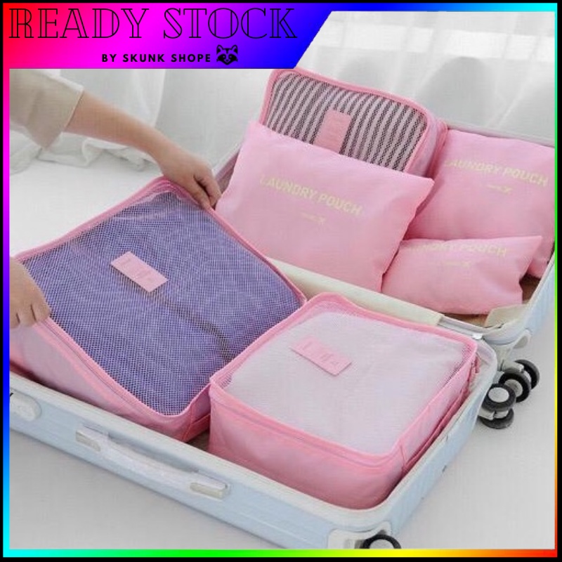 SS Extra Large 6 Pcs Travel Organizer Bags Luggage 3102 - 6 Keping ...