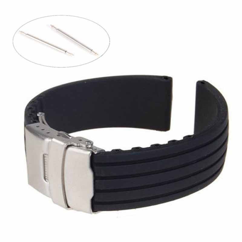 New Silicone Rubber Watch Strap Band Deployment Buckle Waterproof 18 20 22 24mm