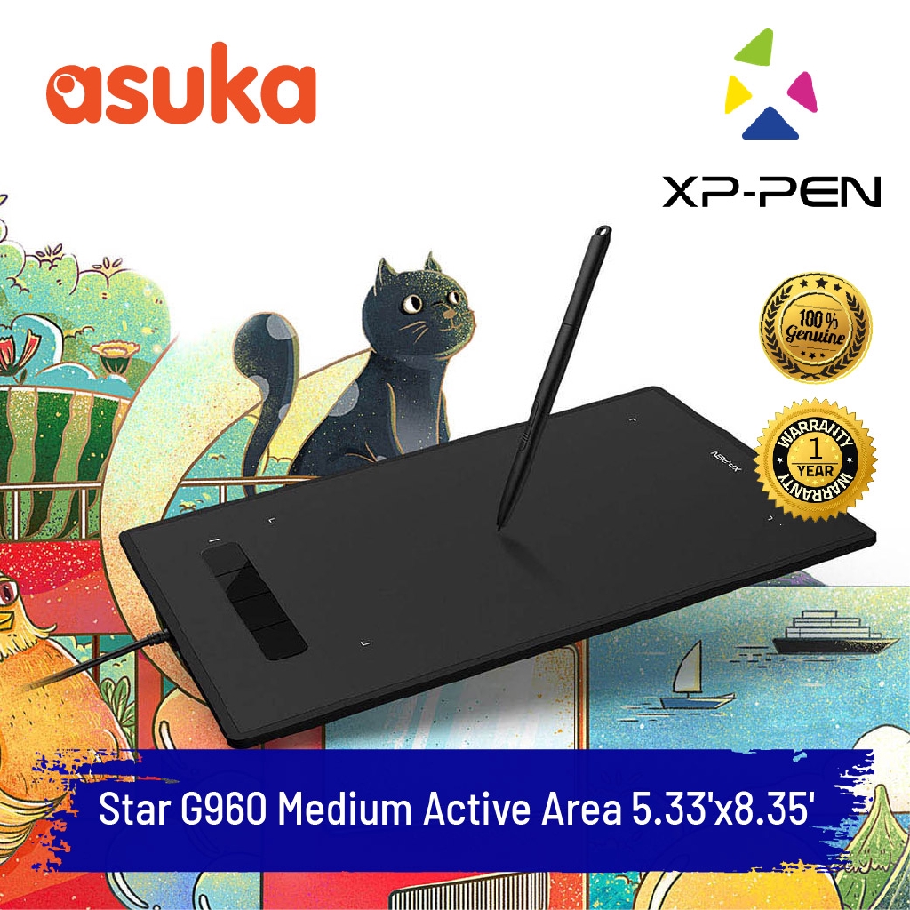XP-PEN Star G960 Medium  (Active Area 5.33'x8.35' , 4 Express Key)