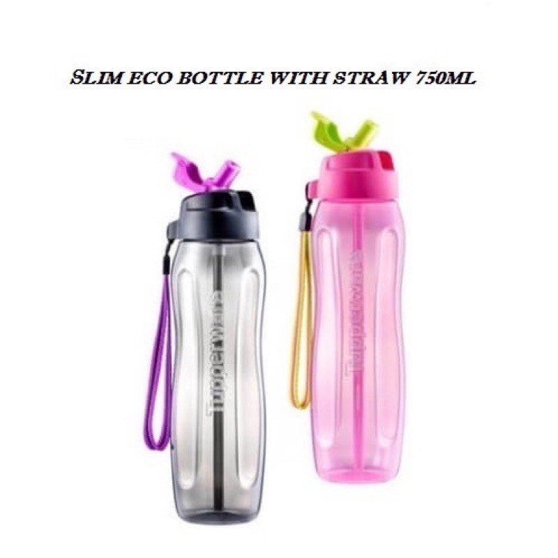 Tupperware Slim Eco Bottle with Straw 750ml