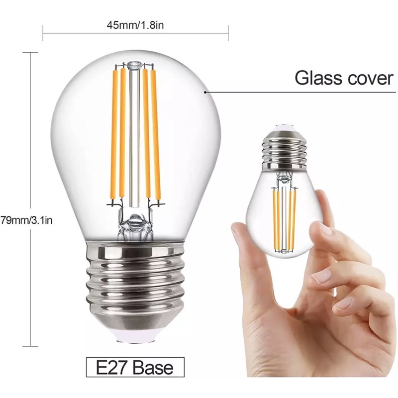 ✓LED Filament Light E27 4W Glass Housing Edison bulb Vintage LED Lamp G45