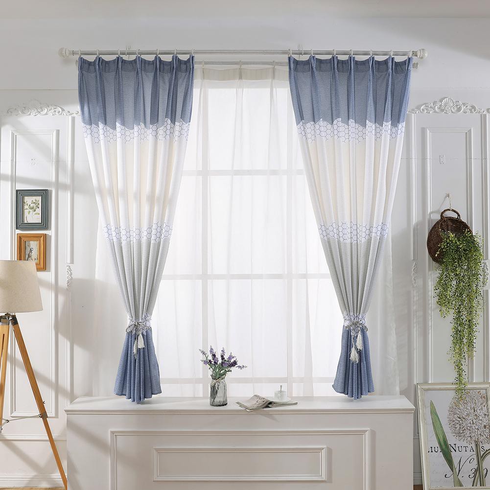 Geometry Semi Blackout Curtains Home Bedroom Window Decor Tulle Sheer Drape