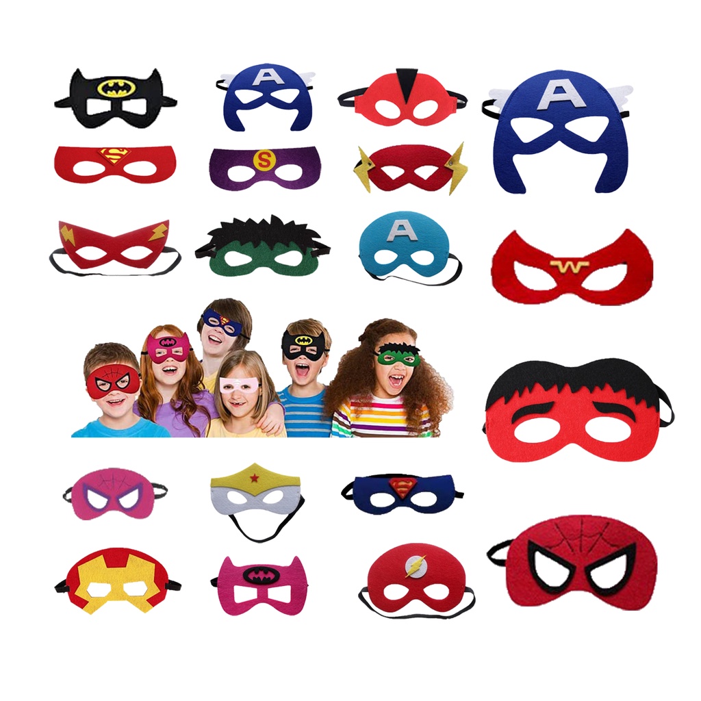 MALAYSIA STOCK Superhero Felt Mask Party Gift Superman Hulk Batman Spiderman Wonder Women Cosplay Costume