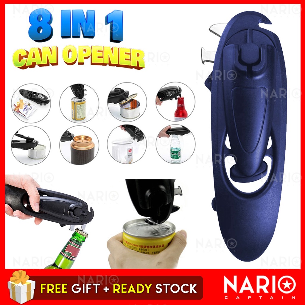 NARIO 8 in 1 Multifunction Can Opener Labor-Saving Bottle Opener Lid Cut Smooth Edges Tin Opener Pembuka Tin 开罐器