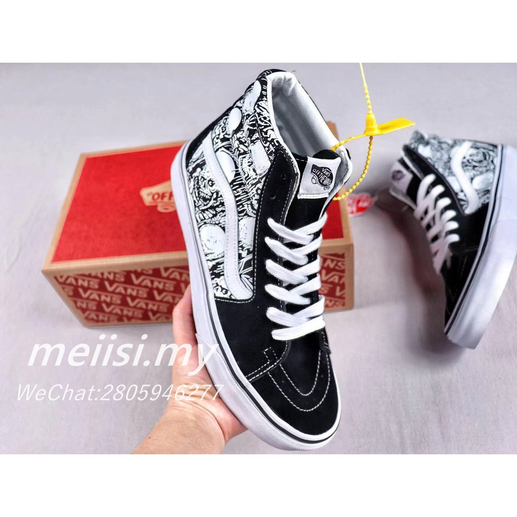 skull high top vans