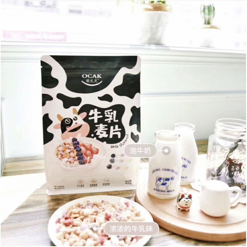 Ocak Oat Meal 欧扎克牛乳麦片100g 400g酸奶yoghurt 榴莲durian 牛乳original Milk 可可coco Nuts 玫瑰草莓rose Strawberry 水果坚果fruit Shopee Malaysia