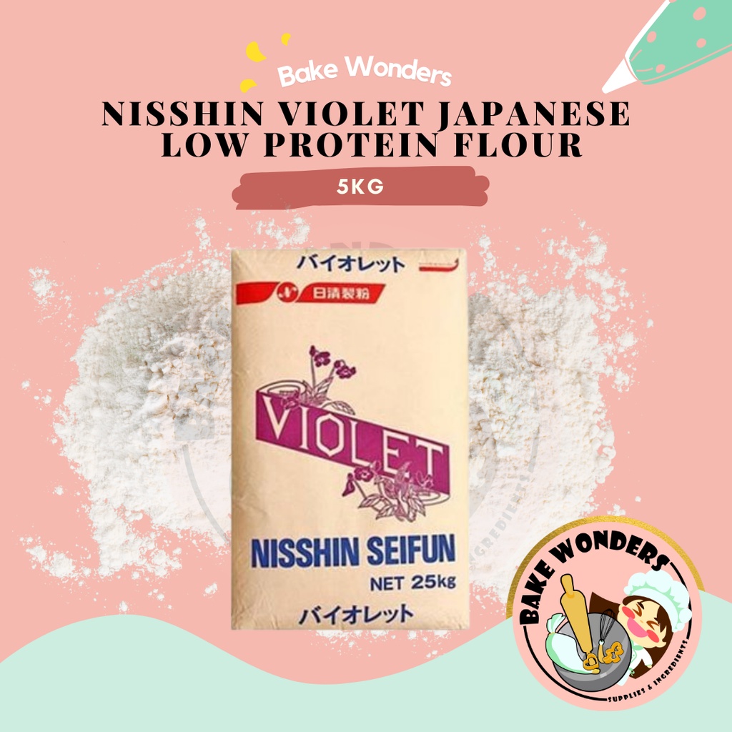 Nisshin Violet Japanese Low Protein Flour (5kg) Violet Flour / Violet Cake Flour / Cake Flour