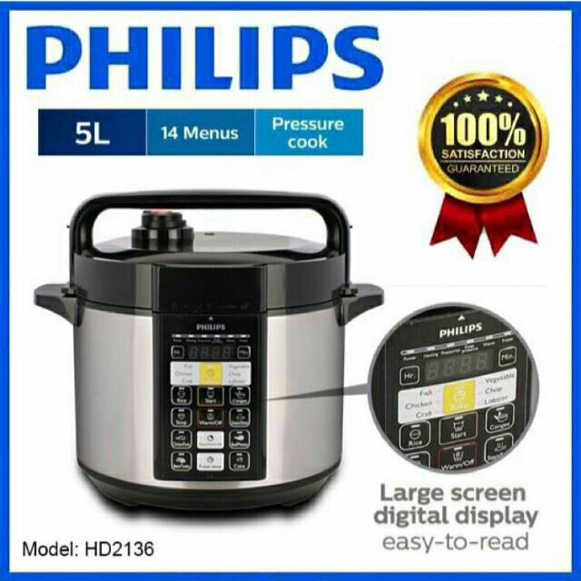 Limited Offer Philips Electric Pressure Cooker 5 0l Hd2136 Hd2136 60 Shopee Malaysia