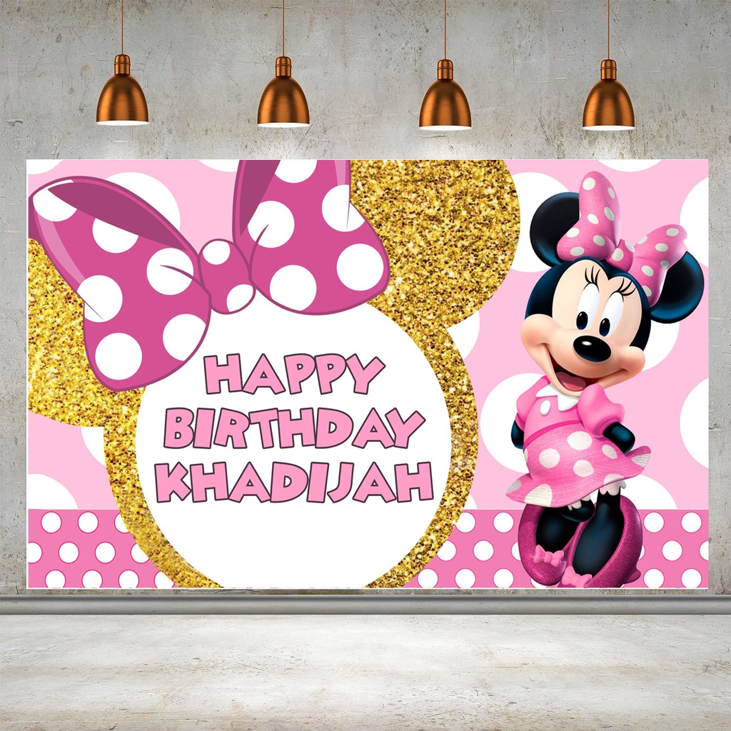 BANNER BIRTHDAY / BACKDROP BIRTHDAY MINNIE MOUSE | Shopee Malaysia