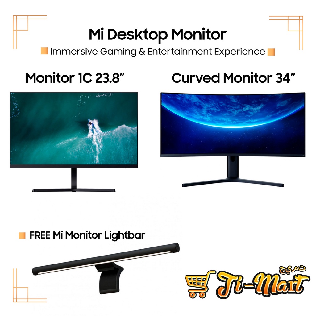 [ENGLISH] Xiaomi Curved Gaming Monitor Screen 34" | 144Hz Rate 1500R Curvature Computer Game Monitor | 1C Monitor 23.8"