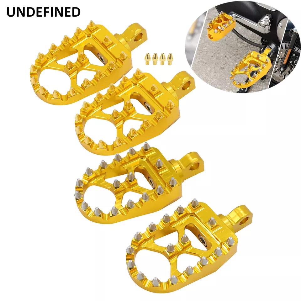 Wide Foot Pegs Golden MX Offroad Footpegs Chopper Bobber Footrest for