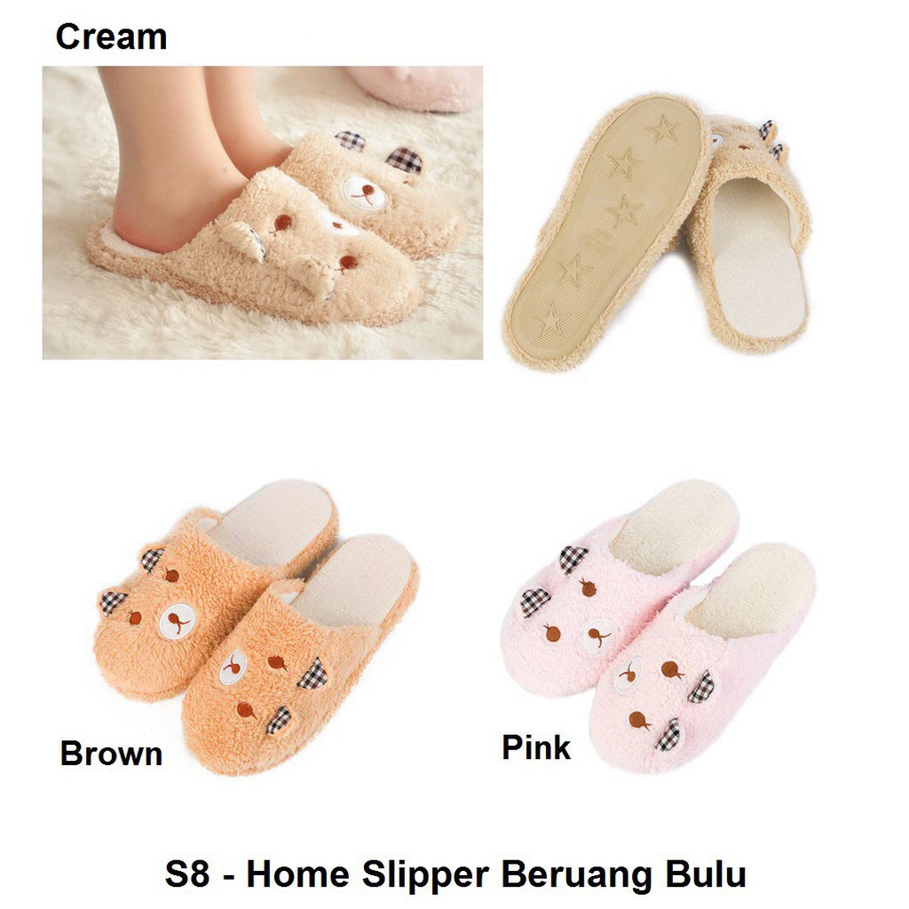 S8 Sendal Rumah Sandal  Kamar Home Slipper Slippers Bulu  