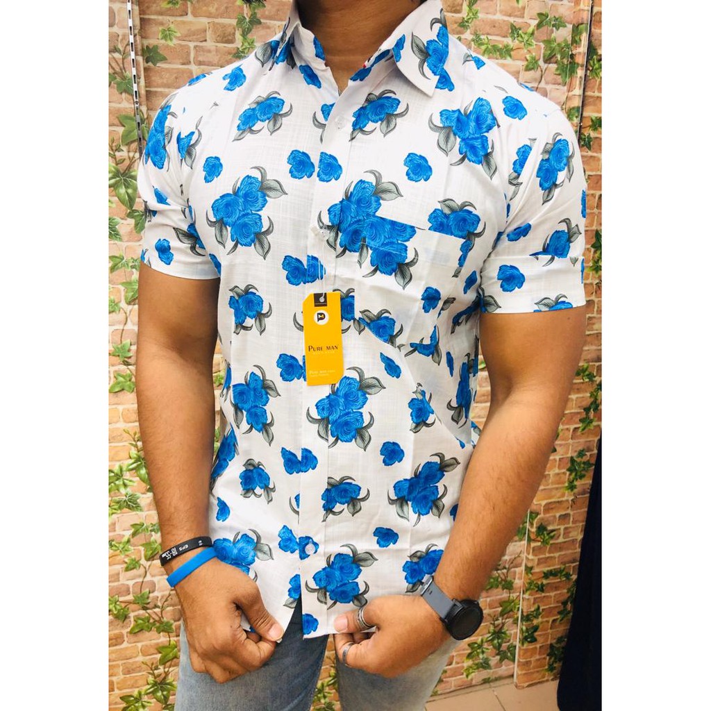  BAJU  BATIK  BUNGA FLORAL LELAKI  CASUAL MEN SHIRT BATIK  